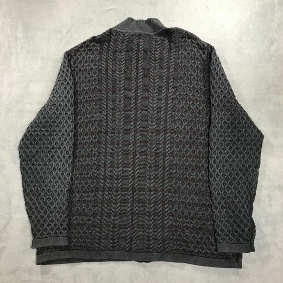 Carbon 2 Cobalt Sweater Men's XL Full Zip Cardigan Cable Knit Striped Gray Red - Picture 7 of 9